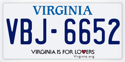 VA license plate VBJ6652