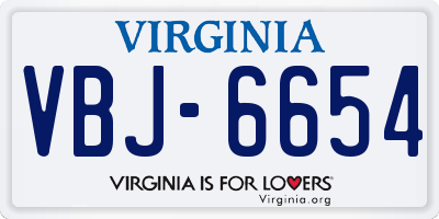 VA license plate VBJ6654