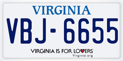 VA license plate VBJ6655
