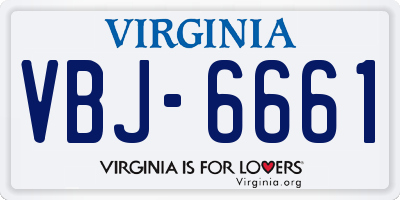 VA license plate VBJ6661