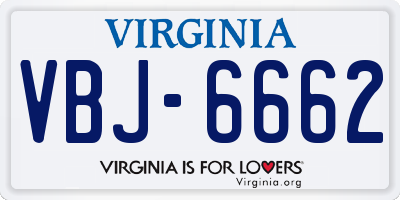 VA license plate VBJ6662
