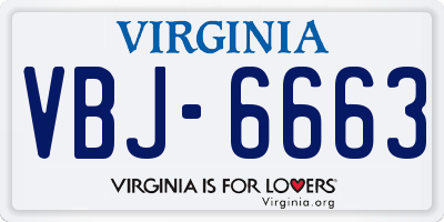 VA license plate VBJ6663