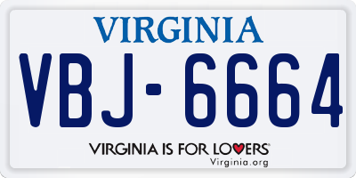 VA license plate VBJ6664