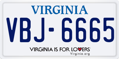 VA license plate VBJ6665