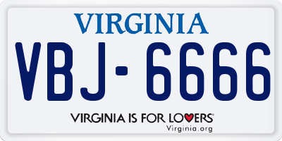 VA license plate VBJ6666