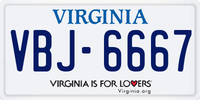 VA license plate VBJ6667