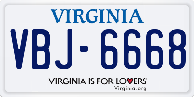 VA license plate VBJ6668