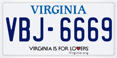 VA license plate VBJ6669