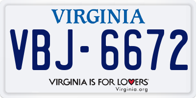 VA license plate VBJ6672