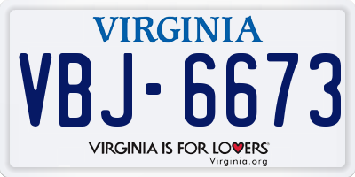 VA license plate VBJ6673