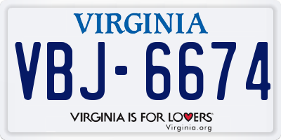 VA license plate VBJ6674