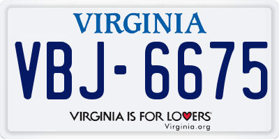 VA license plate VBJ6675