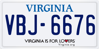 VA license plate VBJ6676
