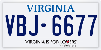 VA license plate VBJ6677