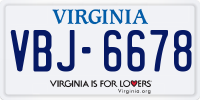 VA license plate VBJ6678