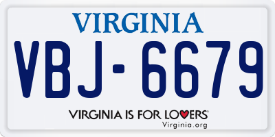 VA license plate VBJ6679