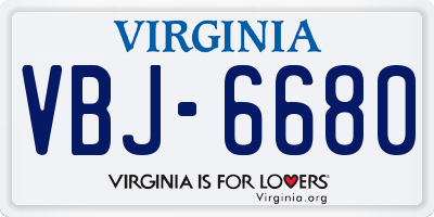 VA license plate VBJ6680