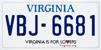 VA license plate VBJ6681