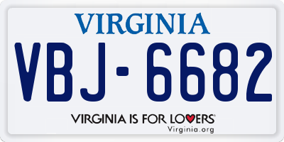 VA license plate VBJ6682