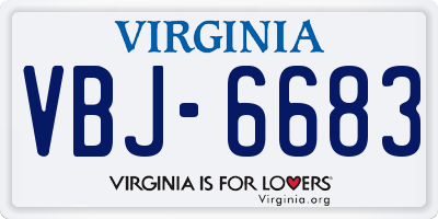 VA license plate VBJ6683