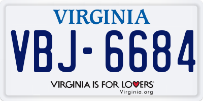VA license plate VBJ6684