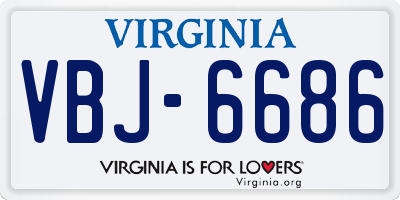 VA license plate VBJ6686
