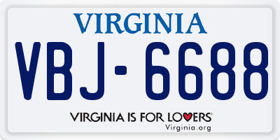 VA license plate VBJ6688