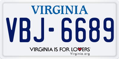 VA license plate VBJ6689
