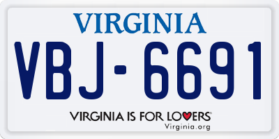 VA license plate VBJ6691