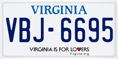 VA license plate VBJ6695