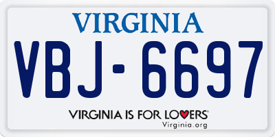 VA license plate VBJ6697