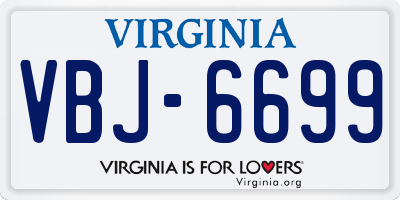 VA license plate VBJ6699