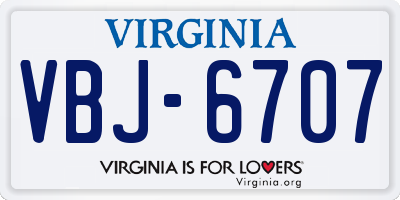 VA license plate VBJ6707