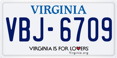 VA license plate VBJ6709