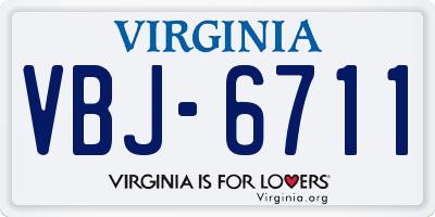 VA license plate VBJ6711