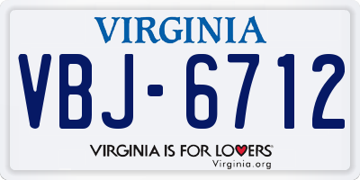 VA license plate VBJ6712