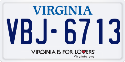 VA license plate VBJ6713