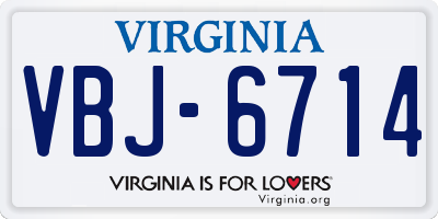 VA license plate VBJ6714