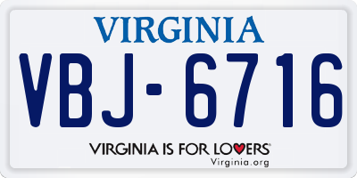 VA license plate VBJ6716