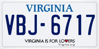 VA license plate VBJ6717