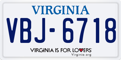 VA license plate VBJ6718