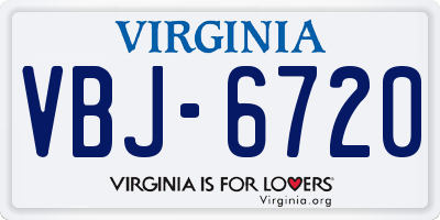 VA license plate VBJ6720