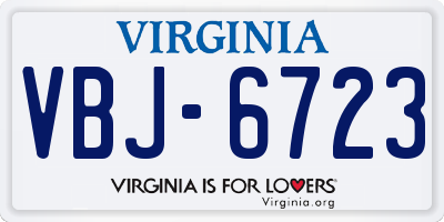 VA license plate VBJ6723