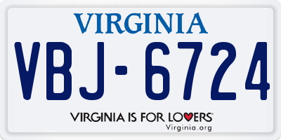 VA license plate VBJ6724