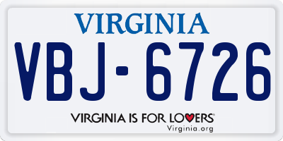 VA license plate VBJ6726