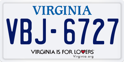 VA license plate VBJ6727