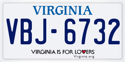 VA license plate VBJ6732
