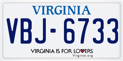 VA license plate VBJ6733