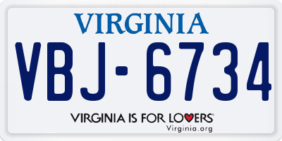 VA license plate VBJ6734