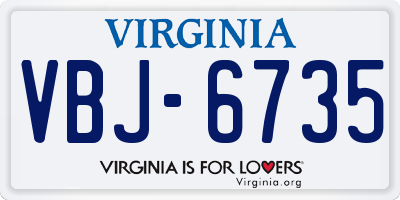 VA license plate VBJ6735